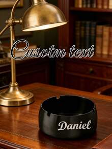 Personalized Stainless Steel Ashtray, Custom Text Ashtray, Customized Name Ashtray, Minimalist Desktop Ashtray, Personalized Gift For Him Her Dad Boyfriend, Home Office Bar Decor, Birthday Graduation Wedding Gift - Black - View 8