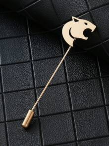 Minimalist Metal Animal Shaped Bar Brooch, Polished Silver & Gold Hollow Design, Multiple Personalized Totem Options. Suit & Coat Decorative Pin, Business Casual Outfit Accessory, Niche Exquisite Men's Lapel Pin, Unique & Stylish Gift - Brooch - View 19