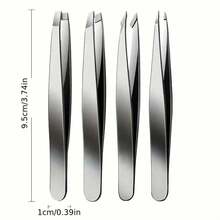 4-Piece Eyebrow Tweezers Set, Stainless Steel, Professional Beauty Tool Set For Fine Hair Removal And Facial Hair Trimming - View 6
