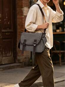 Versatile Flap Over Shoulder Crossbody Bag For Men - Multicolor - View 8