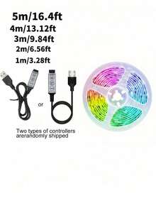 5m/4m/3m/2m/1m RGB LED Strip Lights USB LED 3-Key Control Colorful Lighting For Room Wall, TV Backlight Home Decor - 3-key RGB - View 10