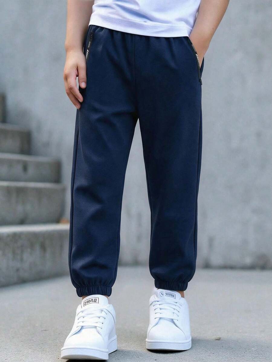 1pc Young BoyFashionable Minimalist Streetwear Comfortable Versatile Casual Jogger Pants - Multicolor - View 1