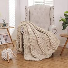 1pc Chenille Knitted Flannel Blanket, Novel Soft And Comfortable Flannel Blanket For Nap, Office, School, Home, Picnic, Travel, Gift - Beige - View 4