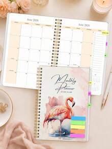 1 Peça Planejador Mensal A5 2026 com Flamingo em Aquarela, Calendário Espiral Dourado com Grandes Grades Mensais & Lista de Tarefas, Acessórios de Mesa de Escritório Cadernos para Acessórios de Professor da Escola, Presentes de Halloween - Retângulo - Visão 6