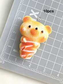 10/20/100pcs Realistic Bear Bread Resin Charms, Cream Glue Pendant Decor DIY Handmade Keychain Bag Charm Accessories Ornament - Multicolor - View 11