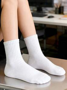 10 Pares de Meias Brancas Versáteis e Confortáveis para Uso Diário Feminino - Branco - Visão 3