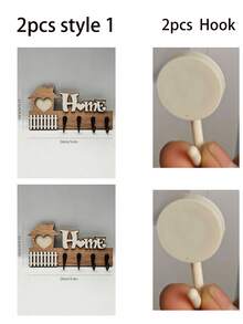 2/4pcs Wall-Mounted Key Hooks, Fashionable Entryway Wall Key Storage Rack, Wooden Wall Decor, Decorative Key Rack, Handmade Wooden Home Decor, Detachable Wooden Key Rack - Multicolor - View 10