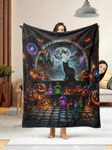 1 chiếc chăn phong cách Halloween mềm mại & thoải mái, khăn choàng đa năng cho sofa, giường, cắm trại ngoài trời, giải trí, gia đình, dã ngoại, du lịch, dùng cho mọi mùa, polyester 280gsm, có thể giặt máy - Nhiều màu - Xem 10