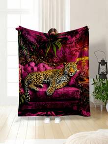 Soft And Comfortable 280gsm Blanket, Animal And Floral Print Pattern, Outdoor Camping Leisure Blanket, Multi-Purpose Blanket For Sofa, Bed And More, Suitable For Home, Picnic, Travel, All Seasons Comfort, Modern Style, Polyester, Machine Washable - Multicolor - View 8