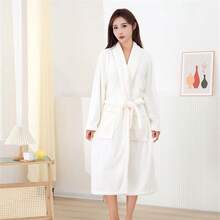 Ultra Soft Coral Fleece Bathrobe - Quick Dry, No Shedding And Breathable | Unisex | Modern Design - Solid Color Bathrobe - View 13