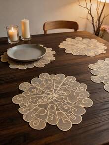 2pcs/4pcs/6pcs 15-Inch Swirl Pattern PVC Placemats, Waterproof & Heat Resistant, Washable, Suitable For Dining, Events, Banquets, Weddings, Bridal Showers, Home Decor & Daily Use - Multicolor - View 1