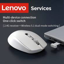 Lenovo 联想N220无线鼠标，适用于台式机、笔记本电脑、办公、家庭、游戏，USB接口，静音，便携 - 白色 - 查看 3
