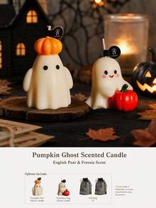 Halloween Scented Candle Set Pumpkin Ghost Candle Cute Cartoon Style Halloween Home Room Decor,Autumn Decor,Halloween Party Gifts For Women Smokeless Cozy Spooky‑Fun Decor Available In 1/2/4 Packs With Halloween Gift Bag - Pumpkin Ghost - View 9