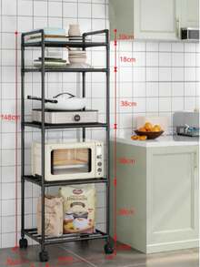 1pc Metal Shelving Unit, Bathroom Storage Rack, Freestanding Multi-Tier Organizer Shelf, Adjustable For Bathroom, Kitchen, Office, Living Room, Ideal Gift - Multicolor - View 23