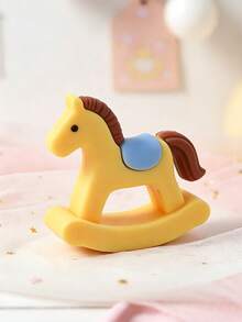 1pc Blue Bear Theme Cake Topper, Rocking Horse Train Blocks Decoration, Baby Birthday Dessert Table Accessory, Baby Shower Decoration - Multicolor - View 22