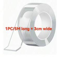 1PCHeavy-Duty Waterproof Double-Sided Nano Tape, Double-Sided Glue-Super Sticky, Reusable And Multi-Purpose-Very Suitable For Christmas Decoration And DIY, Essential For Daily Home Use - Transparent - View 15