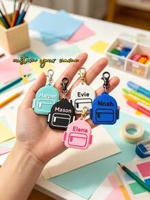 1pc Personalized Backpack Keychain, Custom Name Bag Charm, Cute School Bag Tag, Kids Backpack Accessory, Back To School Gift, Personalized Name Keyring, School Supplies Decoration, Gift For Boys And Girls ﻿,Random Keychain - Multicolor - View 2
