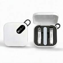 New Mini Boxed 3-Piece Nail Clipper Set, Stainless Steel Nail Clipper & Nail File Combination, Portable Nail Trimming Set, Nail Care Tools - White - View 5