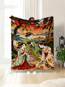 1pc Modern Minimalist Soft Comfortable Blanket, Animal Floral Pattern, Multi-Purpose Throw For Sofa, Bed And More, Outdoor Camping Leisure Blanket, Suitable For Home, Picnic, Travel, All Seasons Comfort, Gift Blanket For Family And Friends - Multicolor - View 9