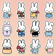 80pcs Fashionable And Cute Miffy Rabbit Waterproof Sticker, Cartoon Rabbit Aesthetic Removable Sticker Suitable For Laptops, Water Bottles, Luggage, Skateboards, Phone Cases, Laptop Decoration, Perfect Birthday Gift, Small Surprise - Multicolor - View 5