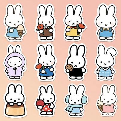 80 buah Stiker Kelinci Miffy yang Modis dan Lucu, Stiker Kelinci Kartun Estetik yang Dapat Dilepas, Cocok untuk Laptop, Botol Minum, Koper, Skateboard, Casing Ponsel, Dekorasi Laptop, Hadiah Ulang Tahun yang Sempurna, Kejutan Kecil