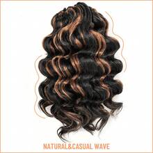 Women's 20 Inch Deep Wave Synthetic Hair Extensions Hair Curtain Hair Tie Wig Hair Accessory - Coffee Brown - View 7