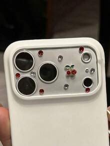 Luxury Sparkling Rhinestone Cherry Clear Camera Protector For IPhone 17 Pro Max 17 Pro Clear Hard Glass Film Women's Accessories - Red Cherry - View 1
