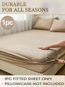 1pc Solid Coffee Brown Fitted Sheet, Mattress Protector, Fitted Sheet, Soft & Breathable, Fits Twin, Full, Queen, King Size Beds - Deep Pocket Design Up To 11.8 Inches, Dorm Bedding, Back To School - Coffee Brown - View 6