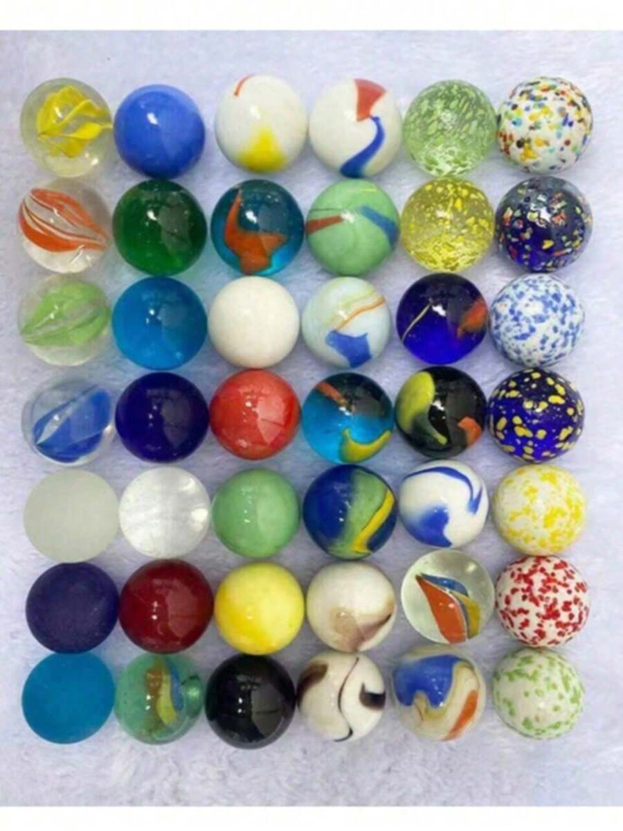 20pcs/60pcs Colorful Glass Marbles, Rolling Ball Game Marbles, Independent Game Toys And Stress Relief Toys, Fish Tank Vase Decoration (Random Color Style) - Multicolor - View 1