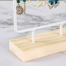 Iron Earring Storage Rack With Wooden Base, Multi-Layer Earring Display Stand, Home Jewelry Hanging Rack And Display Holder - Multicolor - View 6