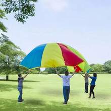 1 buah Parasut Pelangi untuk Pelatihan Sensorik Luar Ruangan, Parasut Warna-warni - MultiWarna - View 2