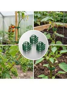 Plant Support Clips 150 Pcs For Stems And Growing Shoots, Green PP And HDPE Snap Fasteners For Tomatoes, Easy Tool Free Attachment To Strings Stakes And Garden Supports, Reusable Moisture Resistant Design Ideal For Garden Plants - A - View 4