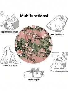 1pc Soft & Comfortable Modern Floral Pattern Blanket, 2D Printed Flannel Throw, Office Nap Blanket, Sofa & Bed Decorative Blanket, Outdoor Camping Leisure Blanket, Suitable As Gift For Family & Friends - Multicolor - View 6