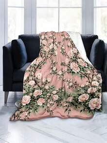 1pc Soft & Comfortable Modern Floral Pattern Blanket, 2D Printed Flannel Throw, Office Nap Blanket, Sofa & Bed Decorative Blanket, Outdoor Camping Leisure Blanket, Suitable As Gift For Family & Friends - Multicolor - View 4