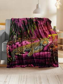 Soft And Comfortable 280gsm Blanket, Animal And Floral Print Pattern, Outdoor Camping Leisure Blanket, Multi-Purpose Blanket For Sofa, Bed And More, Suitable For Home, Picnic, Travel, All Seasons Comfort, Modern Style, Polyester, Machine Washable - Multicolor - View 3