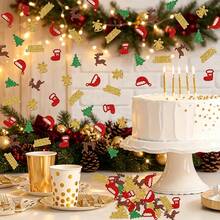 100pcs, Christmas Tabletop Decoration Confetti, Shiny Christmas Deer, Christmas Tree, Santa Claus Hat, Gift Socks, Bell Colorful Confetti, Suitable For Christmas And New Year Party Decoration - Christmas Confetti - View 4