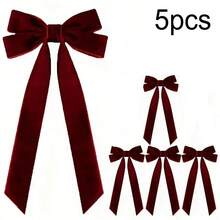 1/5/10/20/30pcs Burgundy Christmas Tree Bows, Holiday Gift Bows, Suitable For Holiday Wreaths, Decorations And Rustic Crafts, Perfect For Valentine's Day, Wedding Decor, Gift Wrapping And Hair Clip Headband DIY Projects - Burgundy - View 13