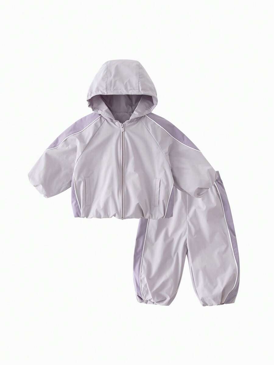 mini bala 2026 Autumn Winter Unisex Toddler Water Repellent Jacket Pants Set Cool Outdoor Style All‑Match Outfit - Smoky Silver - View 1