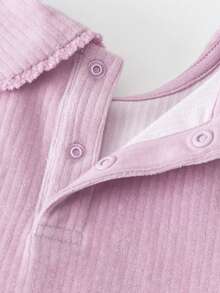 mini bala Autumn Winter Baby Girls Outfit Set Soft Corduroy Collar Top Flared Pants Sweet Daily Matching Look - Pink - View 7