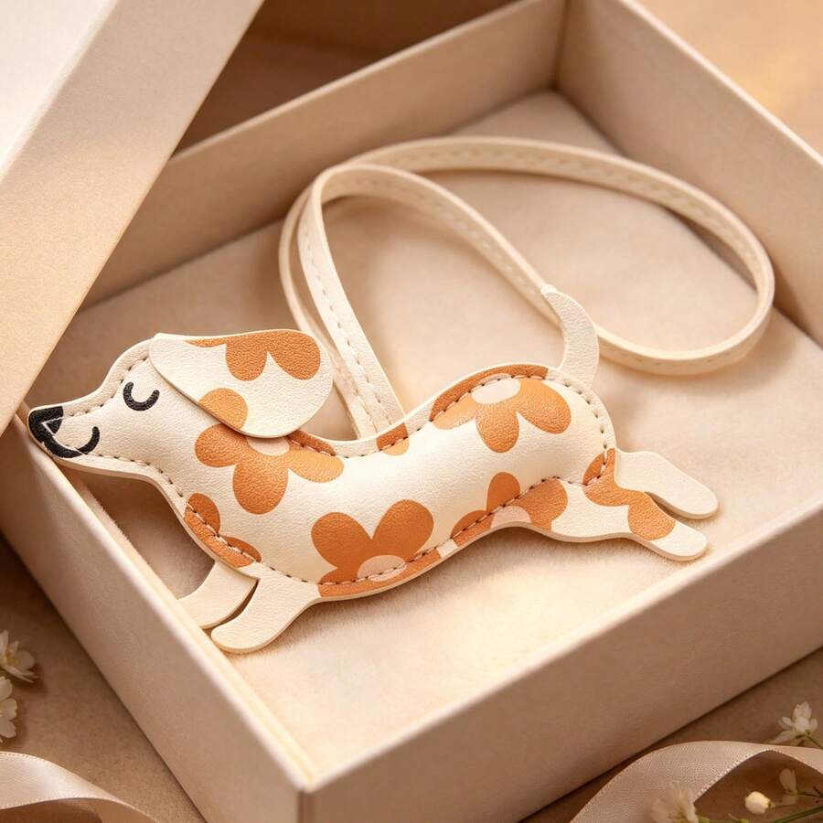 JRESSIAL Double-Sided Printed Personalized Dachshund Puppy Bag Charm Lanyard - Ivory - View 1