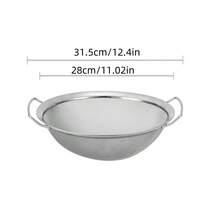Stainless Steel;Double Handles;Fine Mesh;Wide Rim;Rice Washing Bowl;Kitchen;Household;Vegetable Washing;Draining;Water Filter Basket;Multifunctional;Large Capacity;Drop-Resistant;Easy To Clean;Practical For Daily Cooking;Kitchenware;Great Item - Silver - View 12