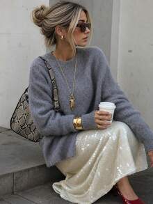 Women's Grey Premium Sweater 2026 New Autumn/Winter - Grey - View 3