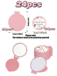24/12/4pcs Gender Reveal Party Floral Bear Thank You Style Portable Folding Mirror - Pink Foldable Mini Convenient Round Makeup Mirror Single-Sided Small Mirror With Pink Floral Bear Thank You Sticker, Can Be Used As Gender Reveal Party Gift, Baby Shower Party Gift, Baby Shower Party Favor, Baby Party Theme, Children's Birthday Gift, Guest Return Gift, Ideal Choice For Party Supplies And Decorations (Pink) - Multicolor - View 12