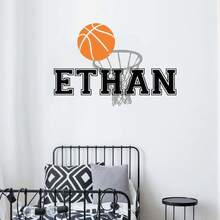Personalized Name Basketball Wall Decal, Custom Vinyl Wall Sticker, Boys Bedroom Sports Wall Decor, Name Art Sticker (Sticker Only) - Multicolor - View 3