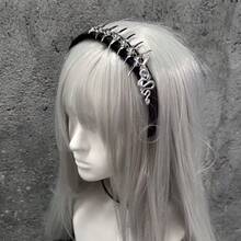 1pc Punk Black Metal Snake Bone Headband, Gothic Style Headband, Y2K Headband, Fashion Versatile Accessory, Hair Band Headpiece Hair Accessory - Silver - View 3