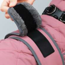 Metglad Dog Winter Coat, Quilted Fleece‑Lined Pet Jacket, Adjustable High‑Collar Dog Jacket With Leash Attachment D‑Ring, Belly‑Coverage Snow Suit For Small, Medium & Large Dogs - Watermelon Pink - View 9