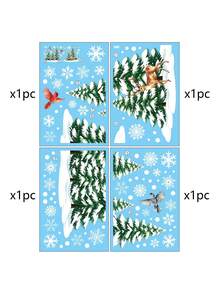 1 Set Christmas Snowflake, Christmas Tree, Bird Pattern Decorative Stickers, Christmas Static Window Stickers, Holiday Party Home Decor Stickers, Christmas Party DIY Decorative Window Stickers, Atmosphere Creating Supplies, Photo Props, Suitable For Christmas Home Decor, Holiday Party Window Decoration, Store Window Decorative Stickers - Multicolor - View 11