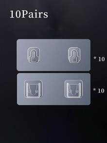 5/10 Pairs Double-Sided Adhesive Wall Hooks, Wall-Mounted Clip Hooks, Waterproof Transparent Storage & Fixing Hooks, Suitable For Kitchen, Bathroom, Toilet, Home Outlet Fixers - Multicolor - View 13