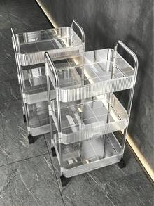 Acrylic Rolling Storage Rack, No Assembly Required, Portable, Rotatable, Movable Organizer; Suitable For Cosmetics, Kitchen, Bedroom, Bathroom, Living Room, Office, Multi-Functional Storage Solution - View 5