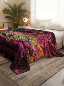 Soft And Comfortable 280gsm Blanket, Animal And Floral Print Pattern, Outdoor Camping Leisure Blanket, Multi-Purpose Blanket For Sofa, Bed And More, Suitable For Home, Picnic, Travel, All Seasons Comfort, Modern Style, Polyester, Machine Washable - Multicolor - View 5